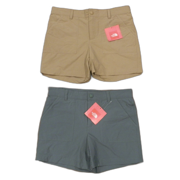 The North Face Duck Green and Kelp Tan Girl's Shorts Lot of 2 Size Large NWT - Picture 1 of 2